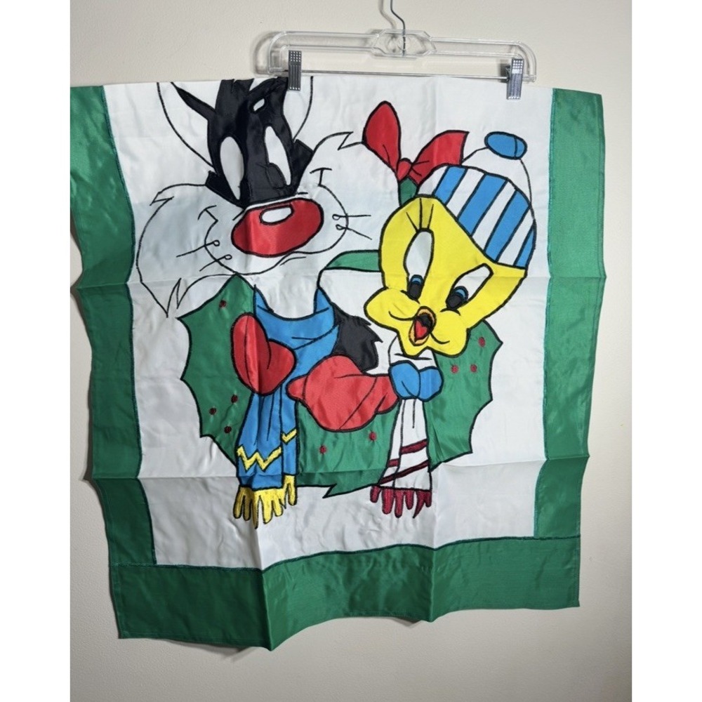 Slyvester & Tweety Bird Looney Tunes Christmas Outdoor Flag Banner 28x37